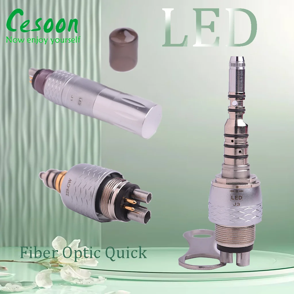 LED Dental Fiber Optic Quick Coupling For Air Turbine Connector High Speed Handpiece K V/W H/NSK Dentistry 6 Holes Adaptor Tools