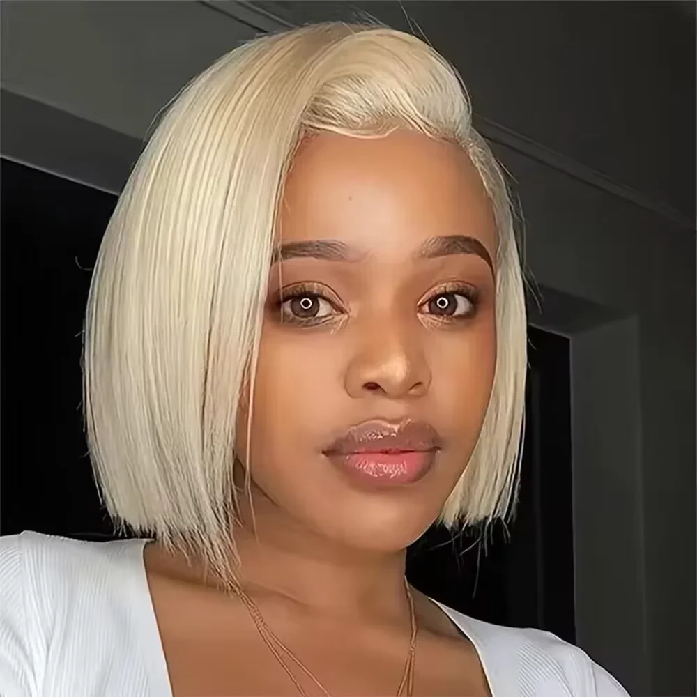 Blonde Straight Bob Wig 200 Density HD Transparent Lace Pre Plucked Human Hair Wig 13x4 13x6 Lace Frontal Wig For Black Women