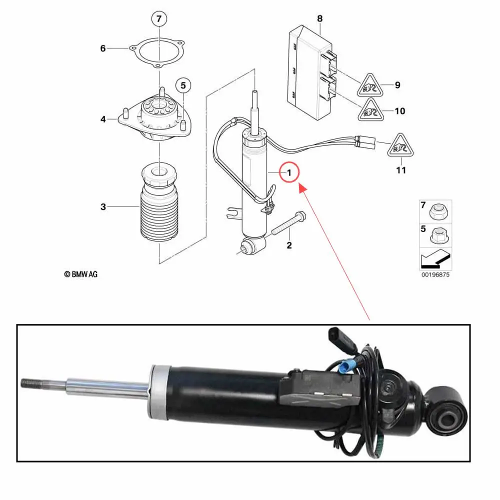 Airsusfat 1x Rear Shock Absorber Core For BMW X5 E70 X6 E71 China Type, OE 37126788765 37126788766 Short Thread Version Car Part