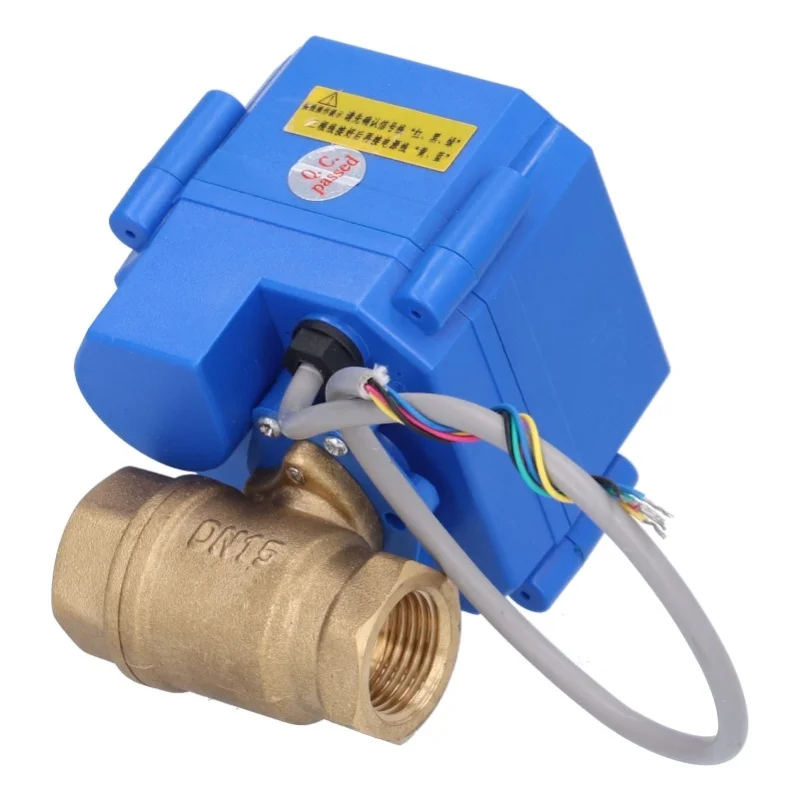 Electric Ball Valve BSP Mini Brass Motorized 5 Wire DC12V Through With Switch Indication