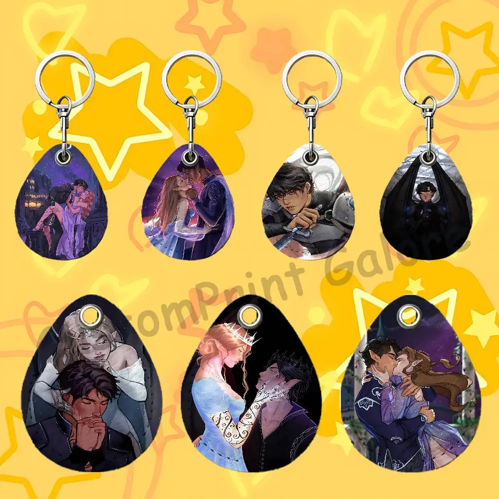 A-ACOTAR A C-Court of T-Thorns and R-Roses Teardrop Key Fob Leather Case Guitar Pick Holder For A-AirTag Keychain Accessories