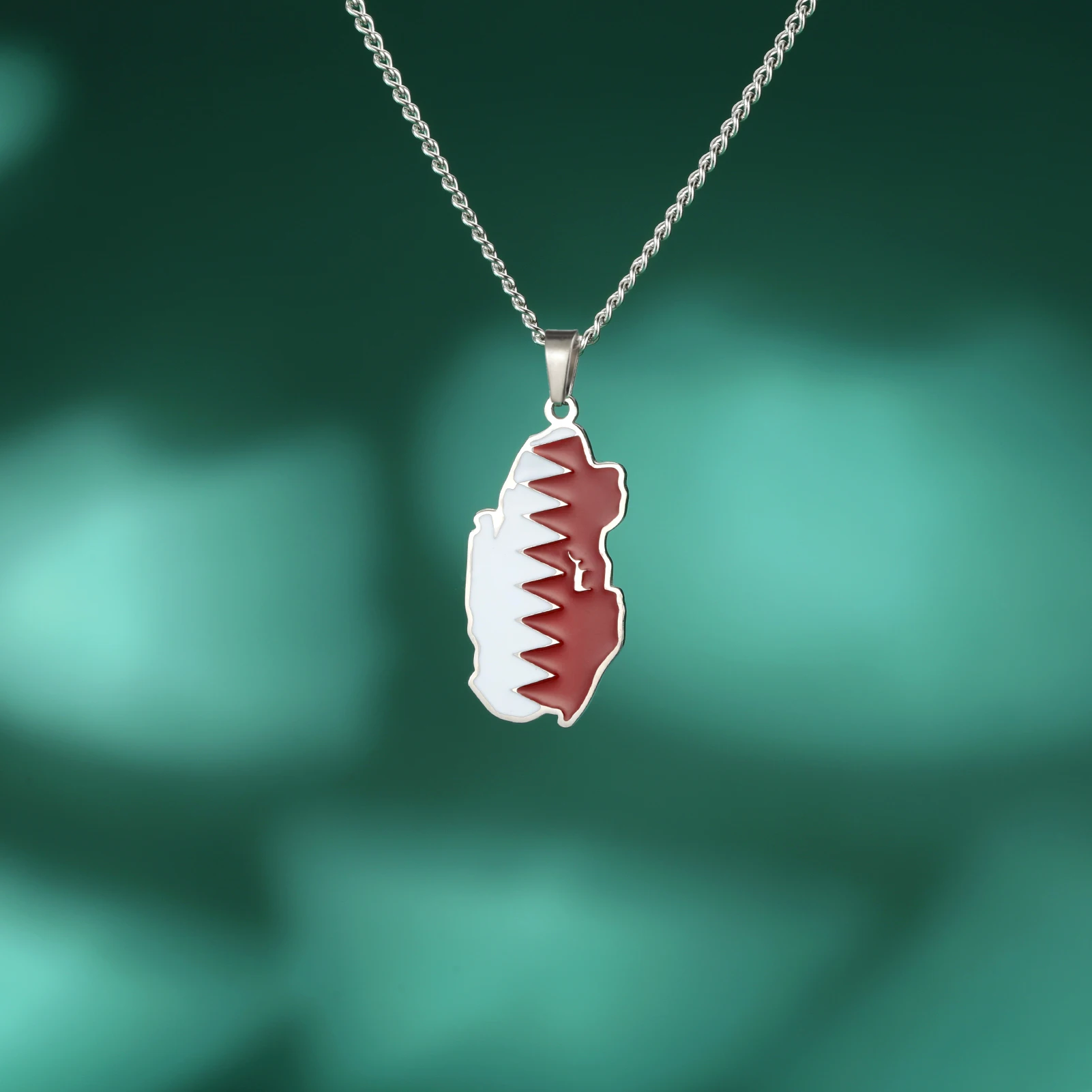 Women Fashion Qatar - Qatar Map Necklace Qatari Flag Pendant