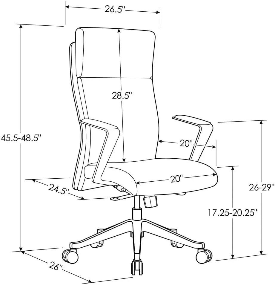 Draper Leather Executive Chair with Aluminum Frame- Dark Brown