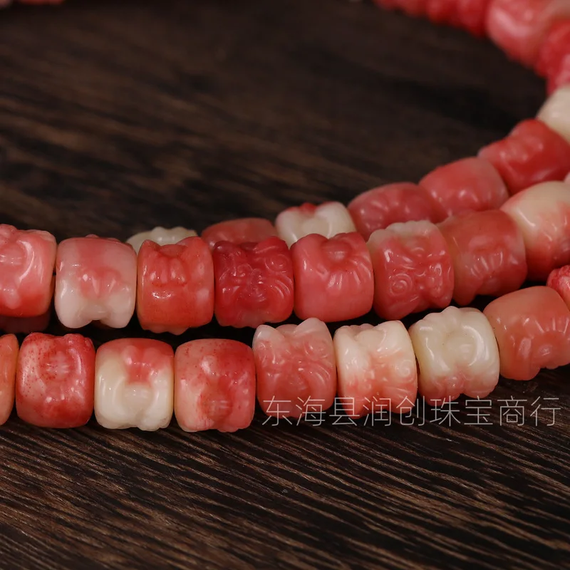 Tibetan-style half-camel bone carving, featuring auspicious animal designs, 108-bead prayer beads bracelet, DIY decorative praye