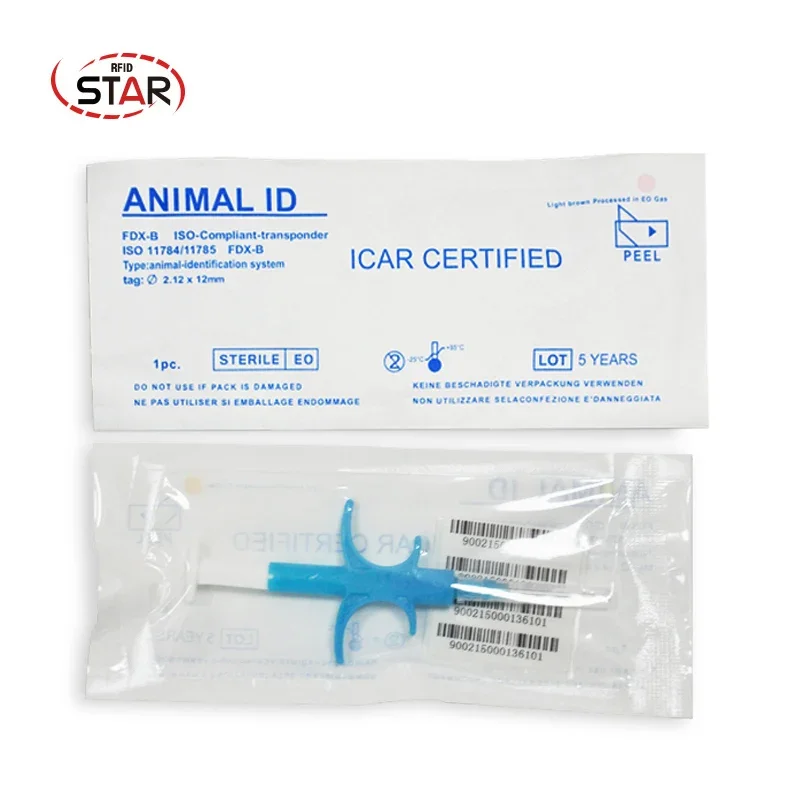 (100pcs ) ISO FDX-B Cat Dog Microchip Animal Syringe ID Implant Pet Chip Needle Vet RFID Injector PET Tag For Aquaculture Fish