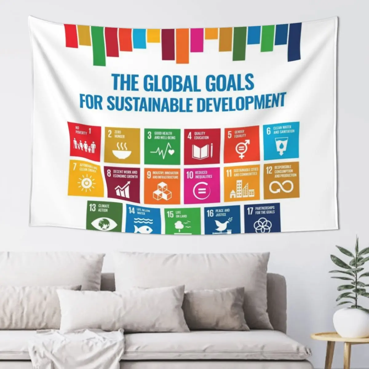 

The Global Goals for Sustainable Development - UN Sustainable Development Goals SDGs 2030 Tapestry Bedroom Deco Tapestry