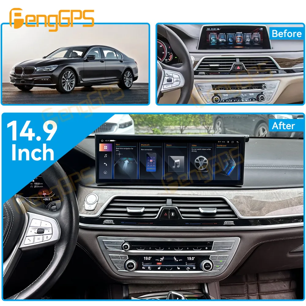 14.9 Inch Large Screen Android13 for BMW 7 2016-2018 Multimedia Stereo Head Unit GPS CarRadio Navigation Player Wireless Carplay