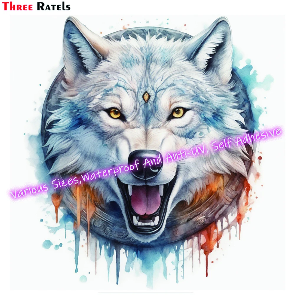 Three Ratels M299 3d Roaring Wolf Wall Sticker Art Mural Living Room Bedroom Decoration Home Decor