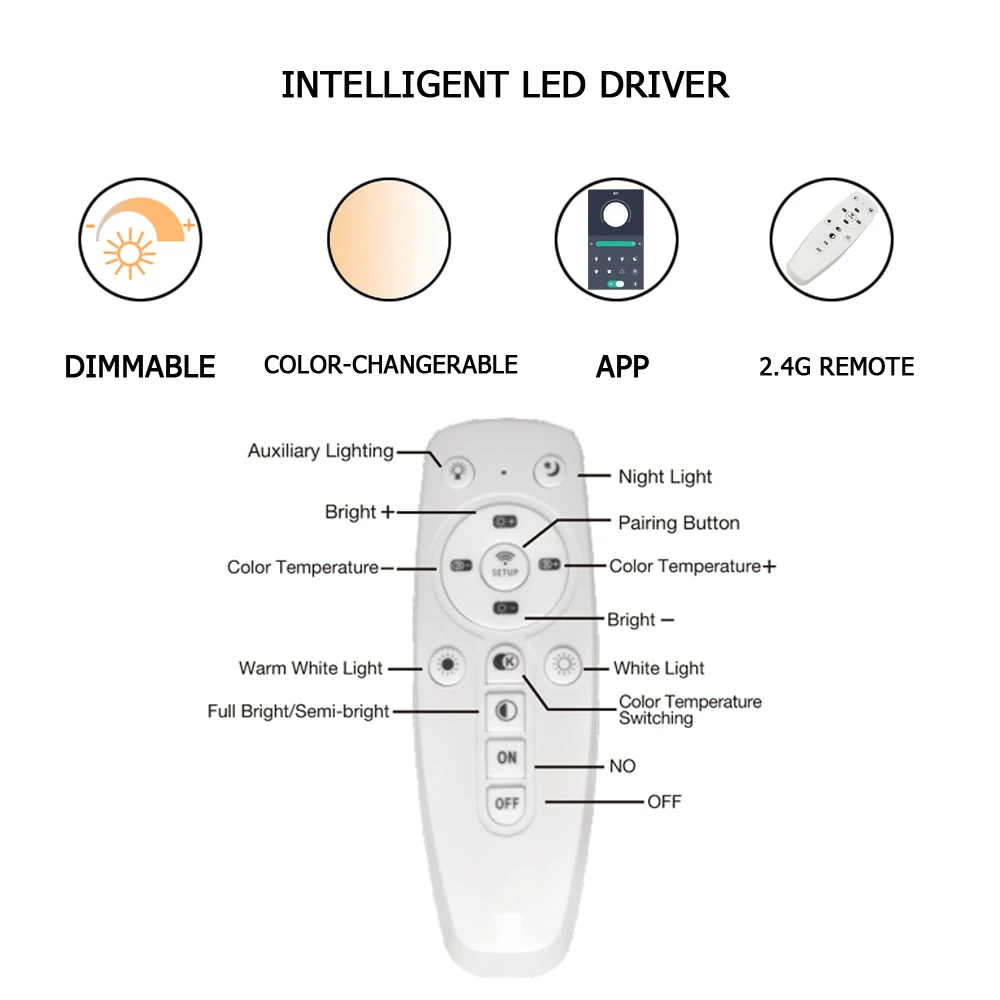 Télécommande 2.4G et application LED intelligente, pilote 25-40Wx2 x4 x6 x4 x6 + RGB 30-60LED, gradation et couleur modifiable, 1 pièce