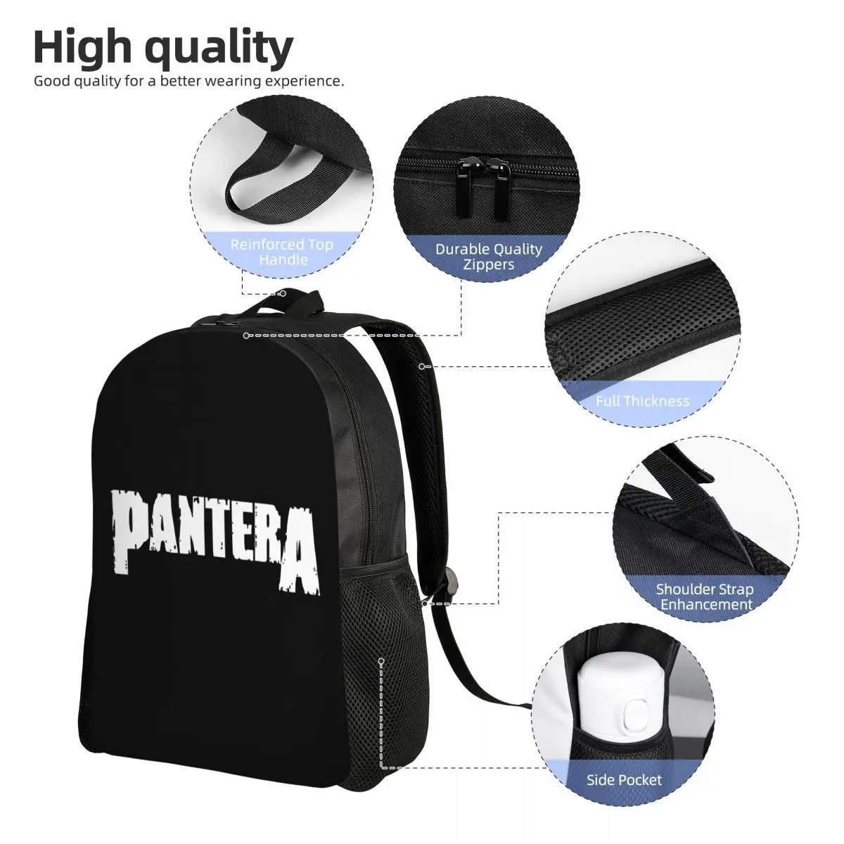 Pantera Heavy Metal Band Music Student Backpack School Bag Hiking Travel Daypack for Boys Girls Fashion Bookbag Shoulder Bags view 5