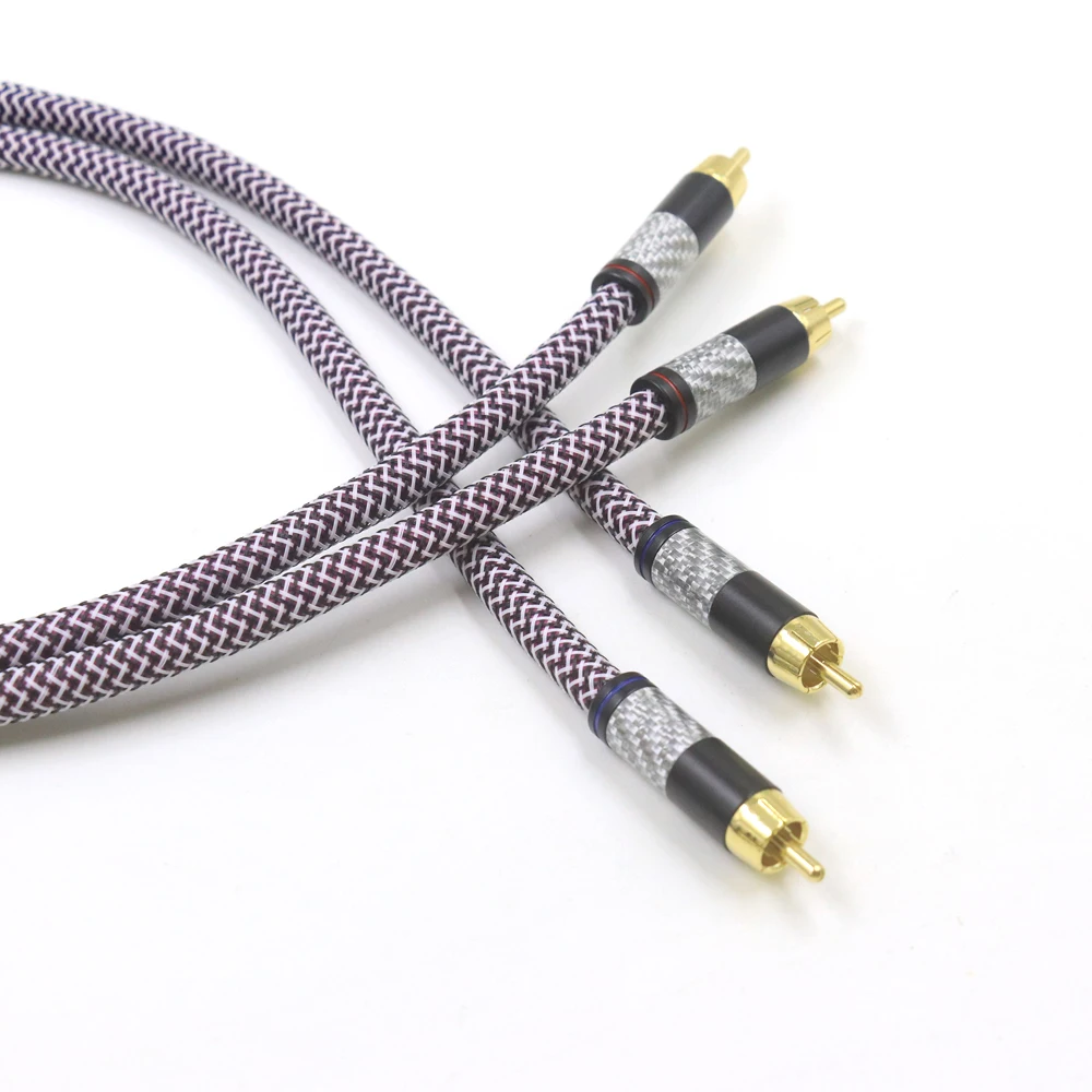 XLO HTP1用Hifiオーディオケーブル,金メッキカーボンファイバーのペア,2rcaケーブル,6n ofhc,ダブルrca信号線,rcaケーブル