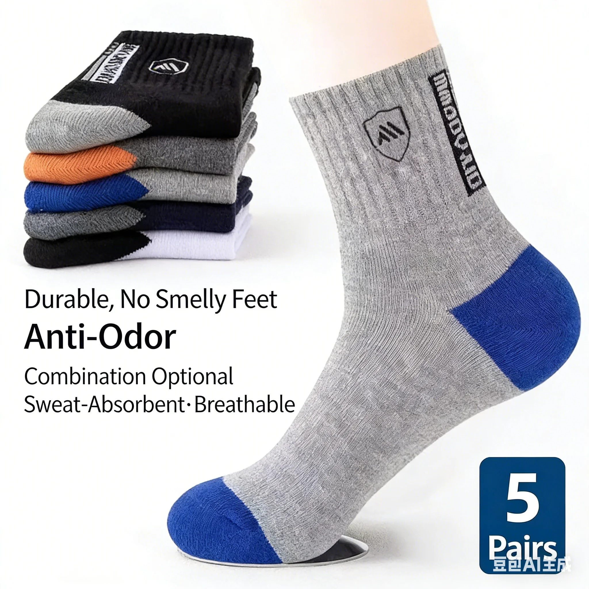 

2026 New 5-Pair Breathable Cotton Four Seasons Sports Socks Breathable Deodorizing Men's Business Socks Size 37-43