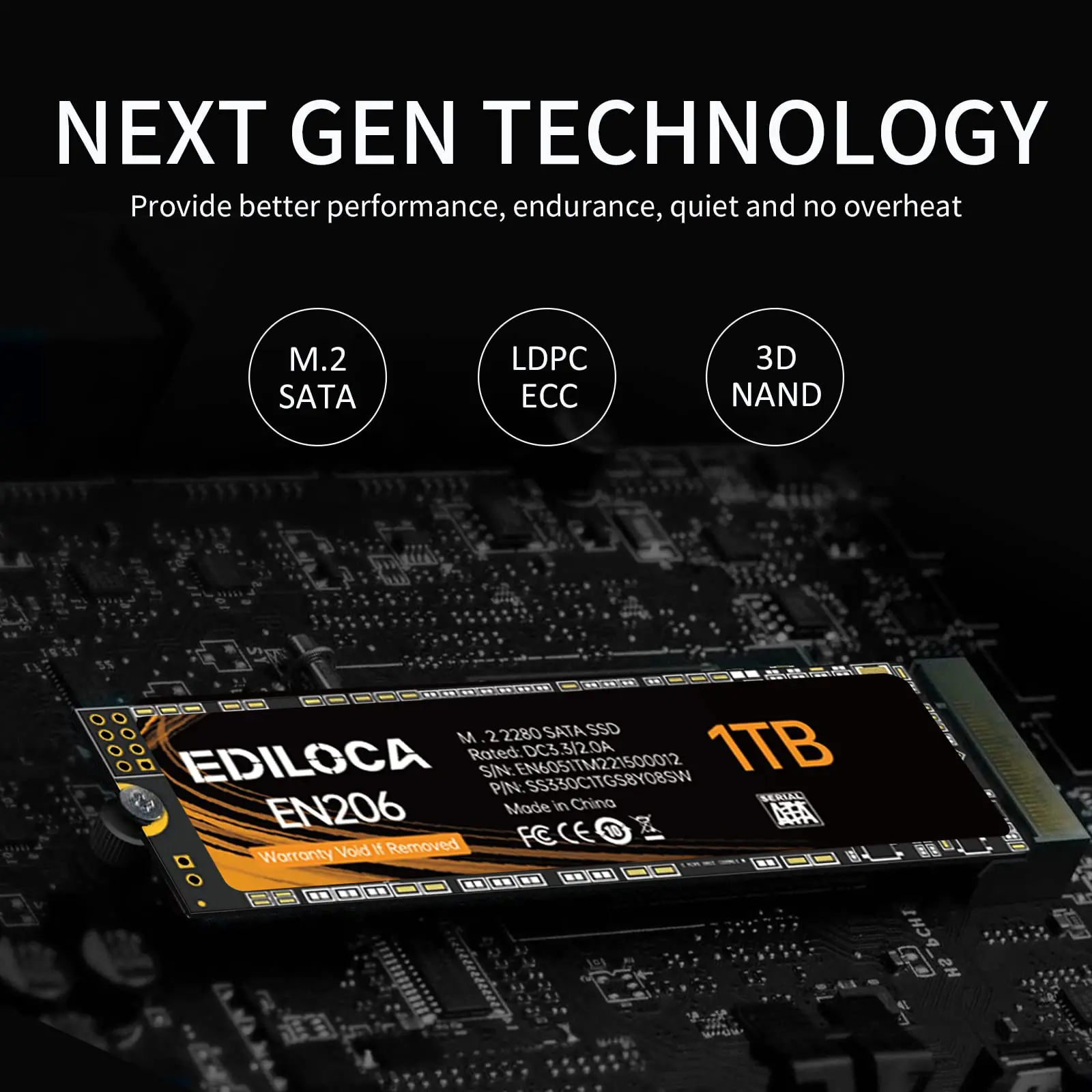 Ediloca EN206 SSD SATA 256 GB 512 GB 1 TB 2 TB M.2 SSD 3D NAND TLC 6 Gbit/s 550 MB/s Internes Solid-State-Laufwerk für Laptop PC Desktop