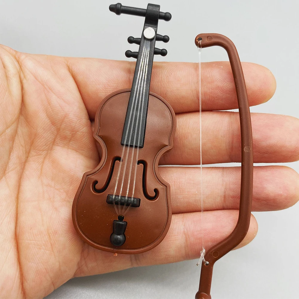 Mini Miniature Violin Handmade 1/12 Wooden Model Violin Home Decor Crafts Model Violin Furniture Odorless Doll House Accessories