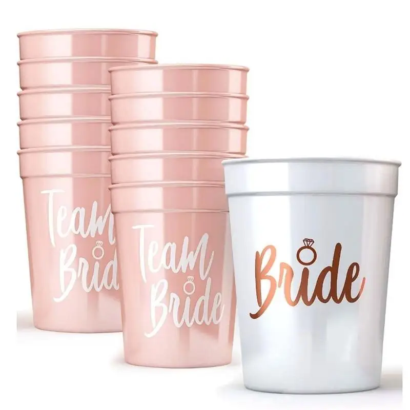 チームブライドカップ-ブライダルシャワー-独身最後のパーティー-プラスチック製アクセサリー-おしゃれな結婚式前夜パーティー用品