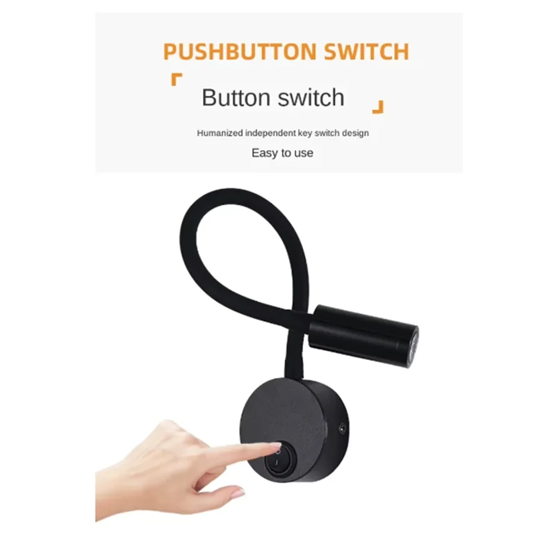 LICE-LED 3W مصباح حائط أبيض دافئ معقوفة AC85-265V نوع الأسلاك