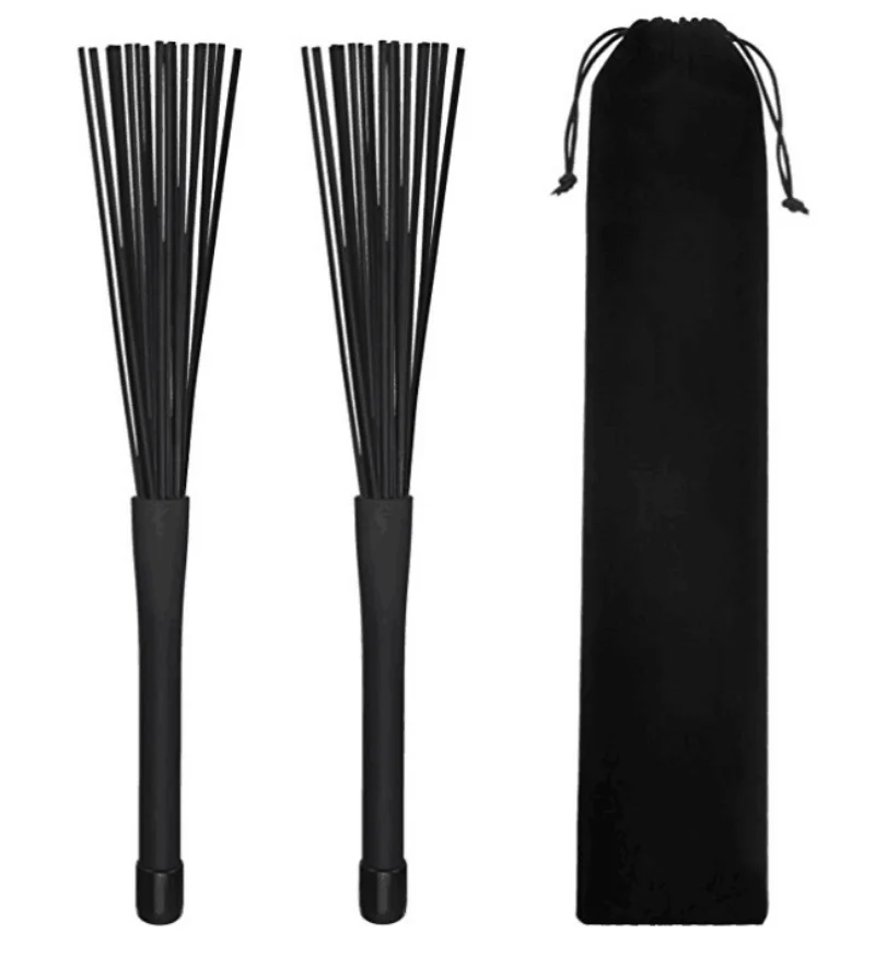 1 Pair Retractable Rubber Handles Jazz Drum Brushes Sticks Nylon