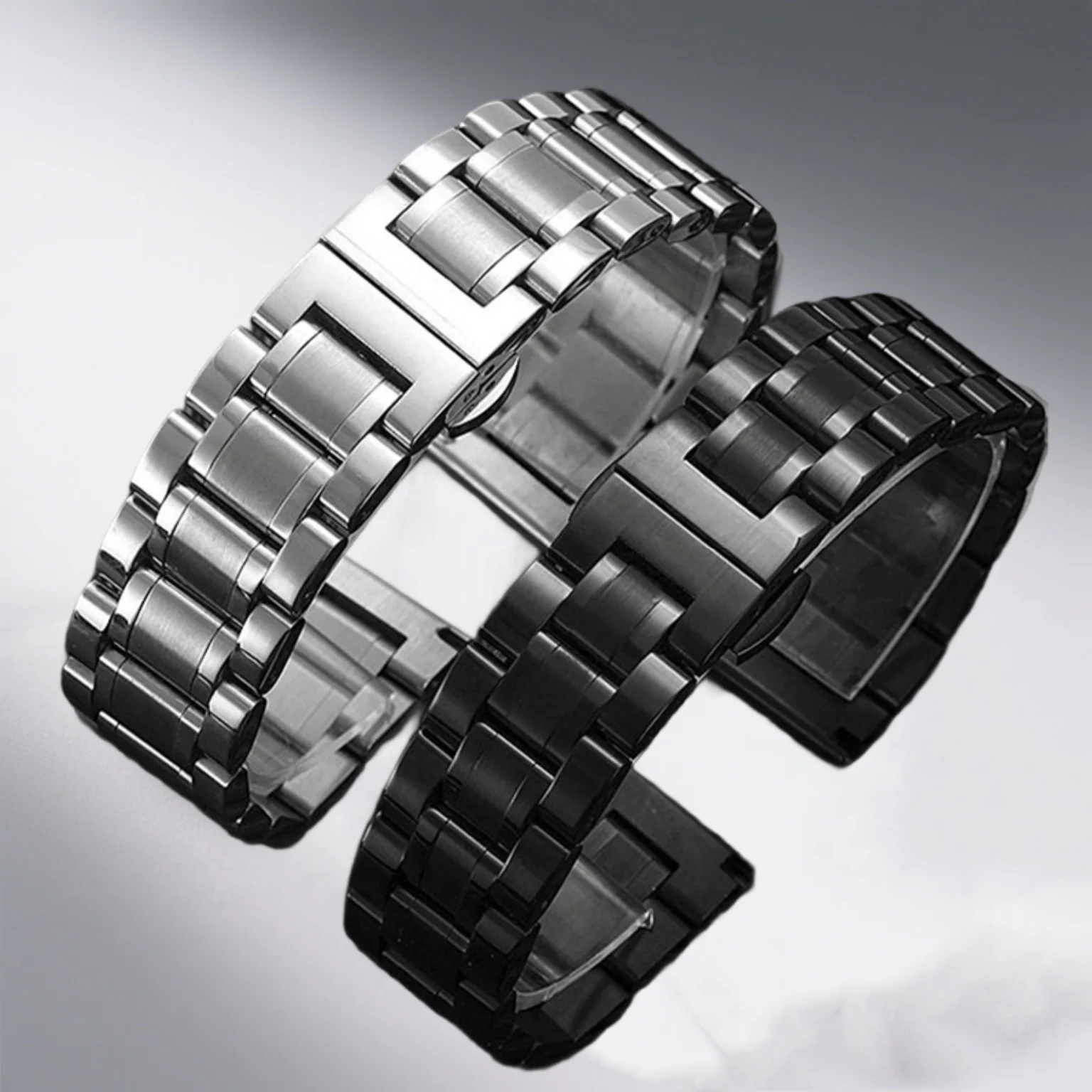 20 مللي متر 22 مللي متر منحني نهاية حزام الساعات لساعة سامسونج جالاكسي 7/FE/6/5/4/5pro 45 مللي متر سوار الفولاذ المقاوم للصدأ الصلبة حزام ساعة معدني