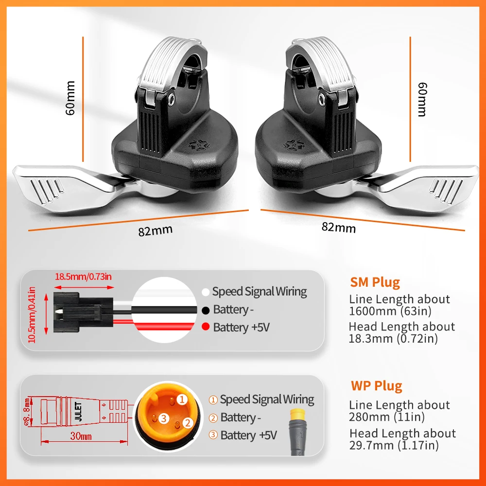 Acelerador De Pulgar Izquierdo Para Bicicleta Eléctrica | 108X/L, Impermeable, Fácil Instalación, 60g
