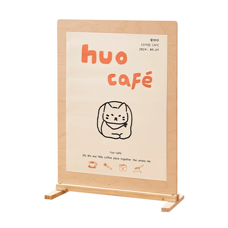 Solid Wood Advertising Display Rack Kindergarten Handmade Works Poster Wooden Frame Restaurant Promotion Activities Display