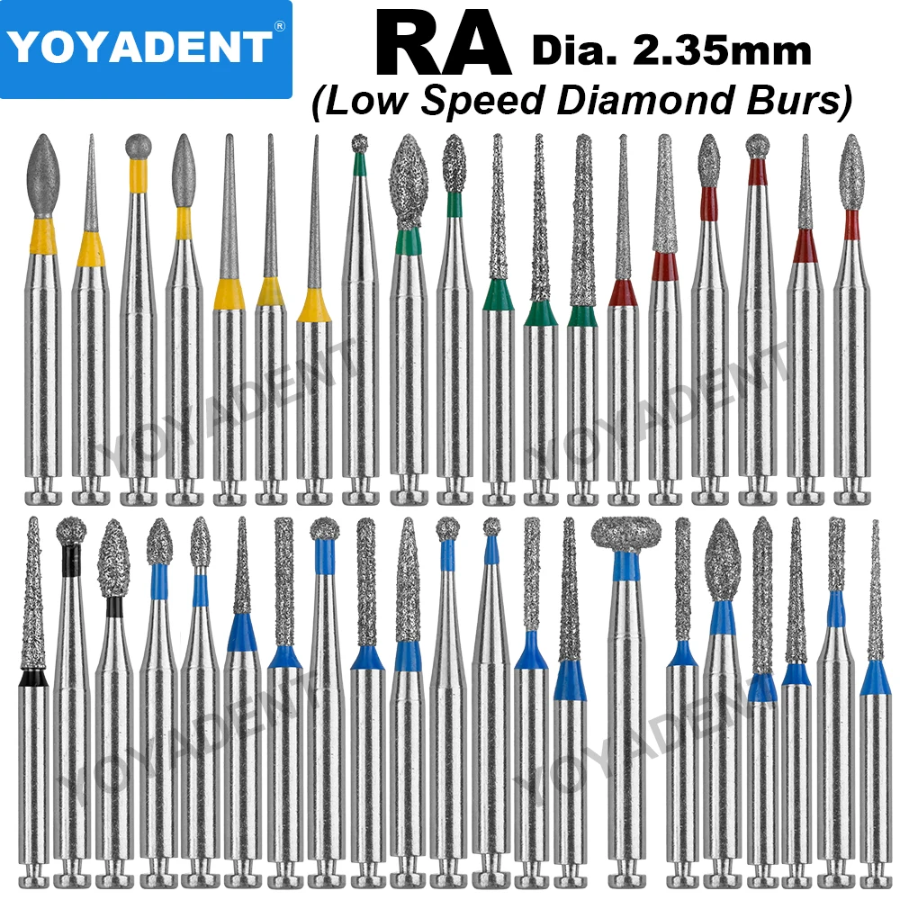 저속 콘트라 앵글 핸드피스 치과 다이아몬드 버, RA 직경 2.35mm, 팩 당 10 개