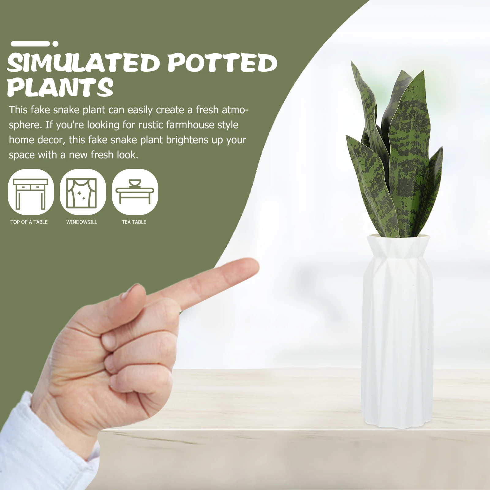 

Premium Artificial Snake Plantrealistic Green Leaf Decorative Faux Plant For Home Living Room Wall Decoration Peva Easy