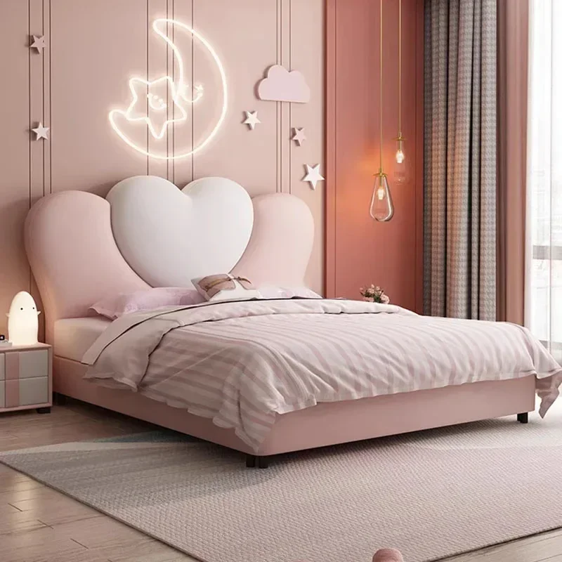 -Nordic Luxury Tatami Children Solid Wood Girl Confortable Master Bedroom Patio Pink Bed Storage Camas De Casal Modern Furniture