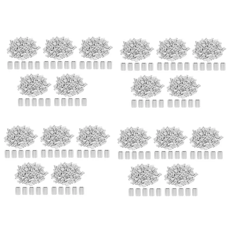 LICE-4000PCS 1/16 Inch Cable Ferrule Set Aluminum Alloy Crimping Loop Sleeve For Wire Rope