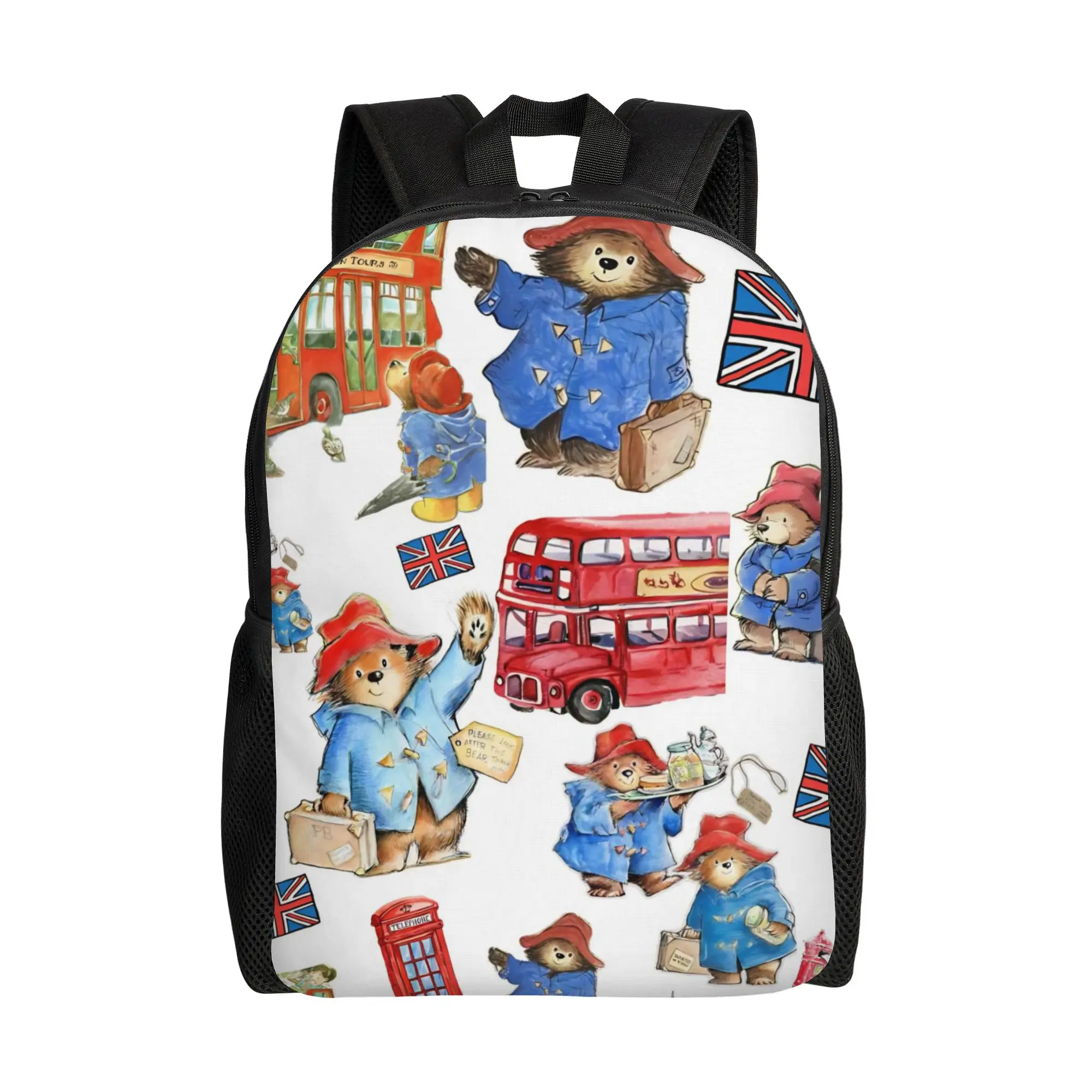 

London Bear Casual Backpack Lightweight Student Hiking Travel Paddingtons Daypack for Men Women Laptop Canvas Bags