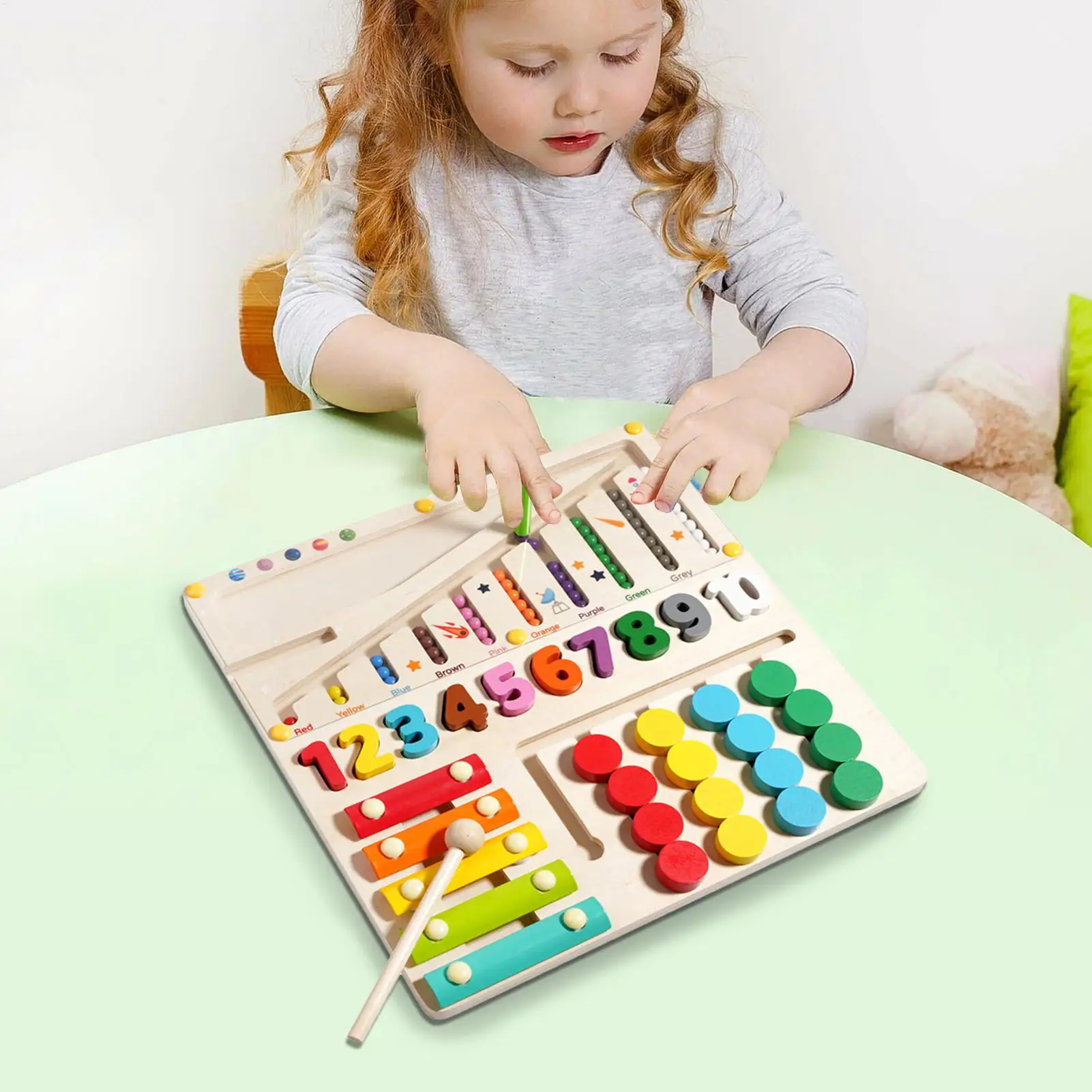 Wooden Sorting Toy Sensory Wooden Number Matching Table Game Interactive Preschool Educational Learning Toy for Children Toddler