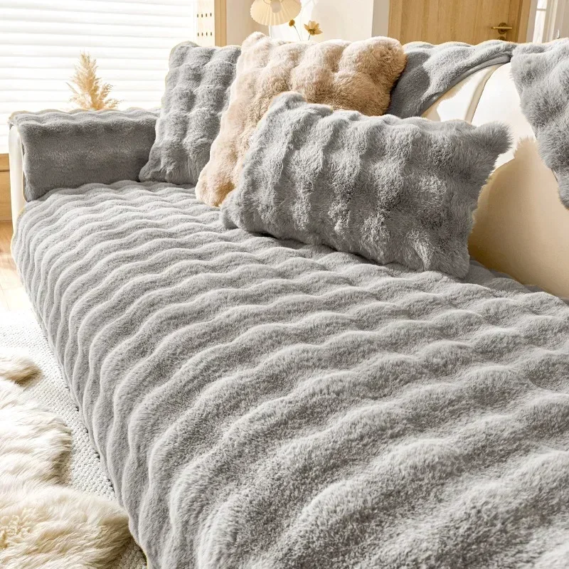 Düz Renk Peluş Kalınlaşmak Kanepe Örtüsü Sıcak Süper Yumuşak Kanepe Mat Havlu kaymaz Evrensel Kanepe Slipcovers Kanepe Yastık Ev Dekor