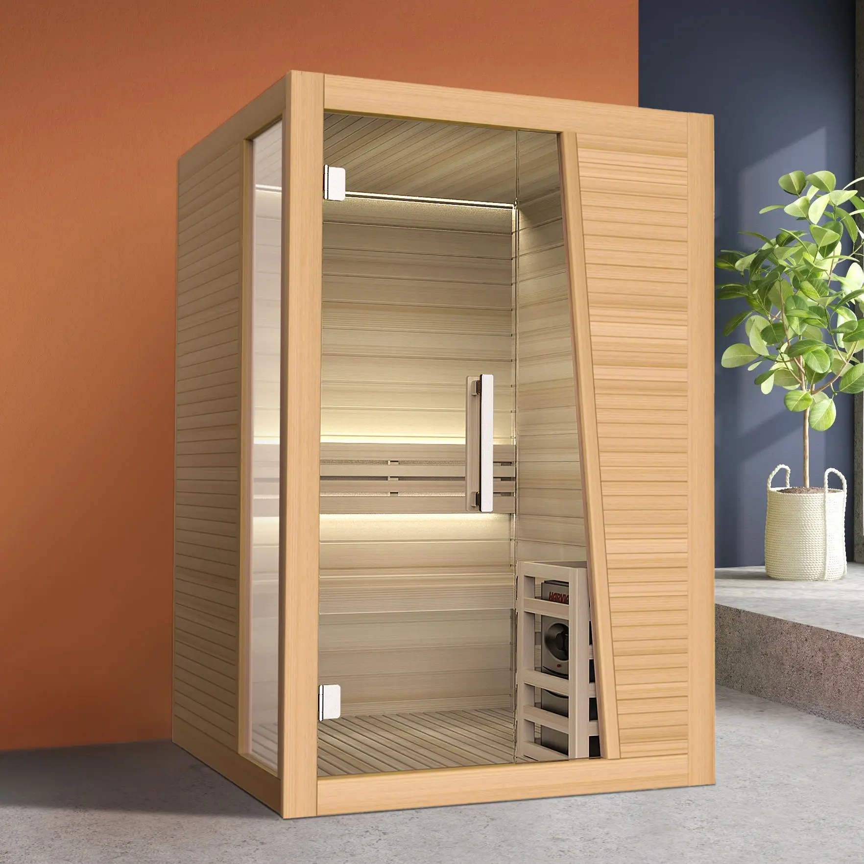 

Modern-Style 2-3 Person Finnish Infrared Sauna Room Traditional Saunaking Wooden Solid Wood Sauna