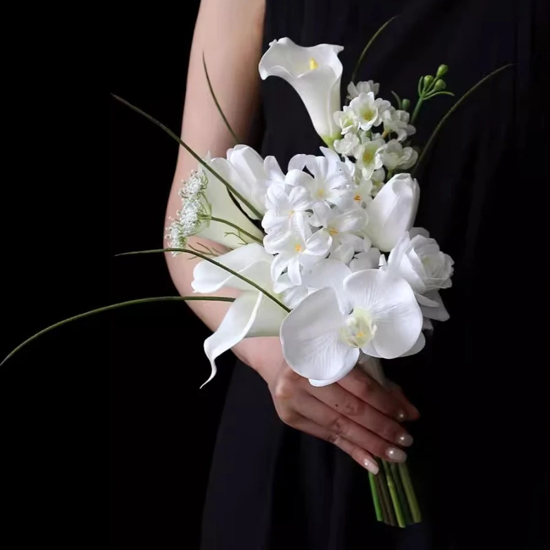 

Artificial flower white hyacinth calla lily bride photo bouquet studio photography wedding photo travel license flower