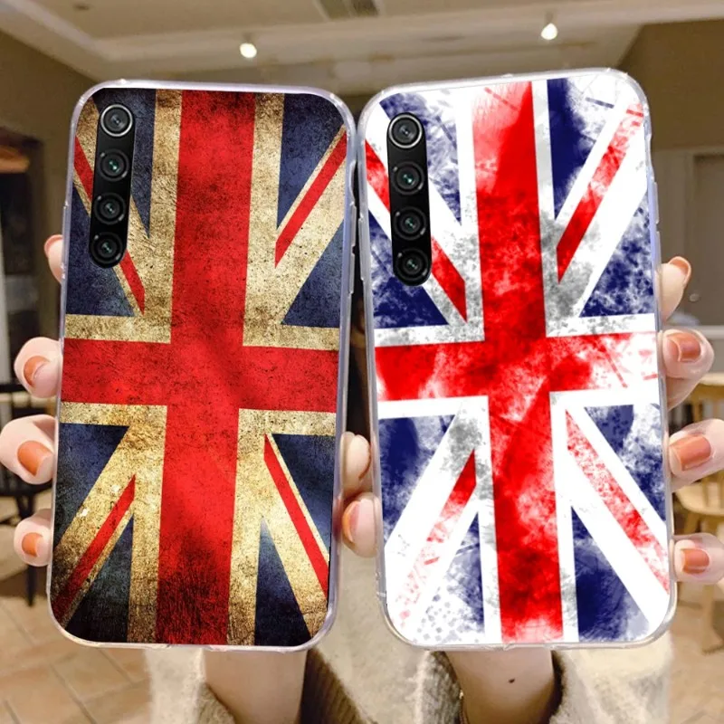 British Uk Union Flag Phone Case for Xiaomi 12 11T 10 9 Redmi Note 11 10 10S Pro 9 9A 8 Transparent Phone Cover