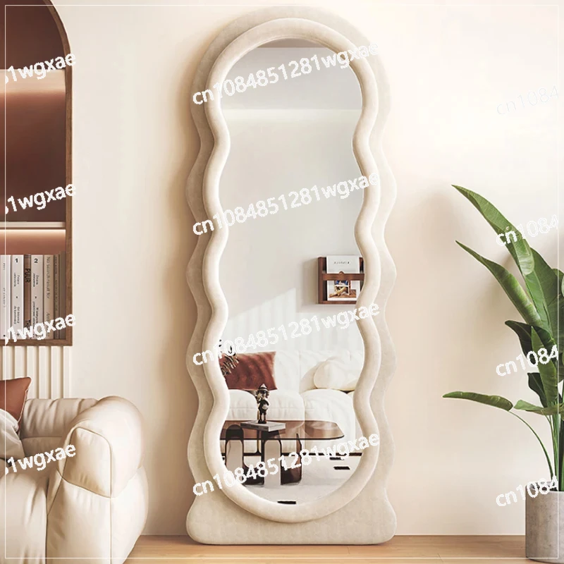 Full Body Floor Standing Mirror, Home, Milky White Fashionable Girl's Outfit, Dressing Mirror, Room Decoration