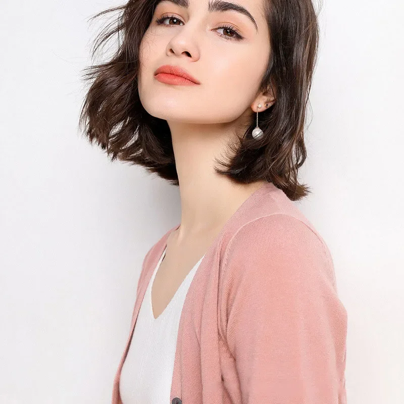 เสื้อคาร์ดิแกนคอวีผู้หญิงเสื้อถักสั้นกระดุมแถวเดียวสำหรับ2023ฤดูใบไม้ร่วงฤดูหนาวแฟชั่นเสื้อกันหนาวแบบถัก