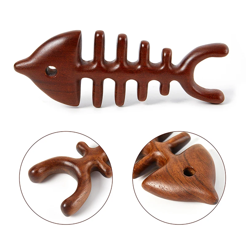 

1PC Sandalwood Fishbone Comb Wide Teeth Head Meridian Massage SPA Relax Traditional Chinese Gua Sha Therapy Health Tool