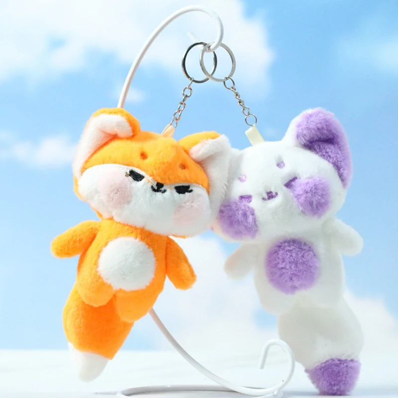 1 Pcs Plush Little Fox Keychain Cute Doll Cartoon Plush Toy Random Color Pendant Doll
