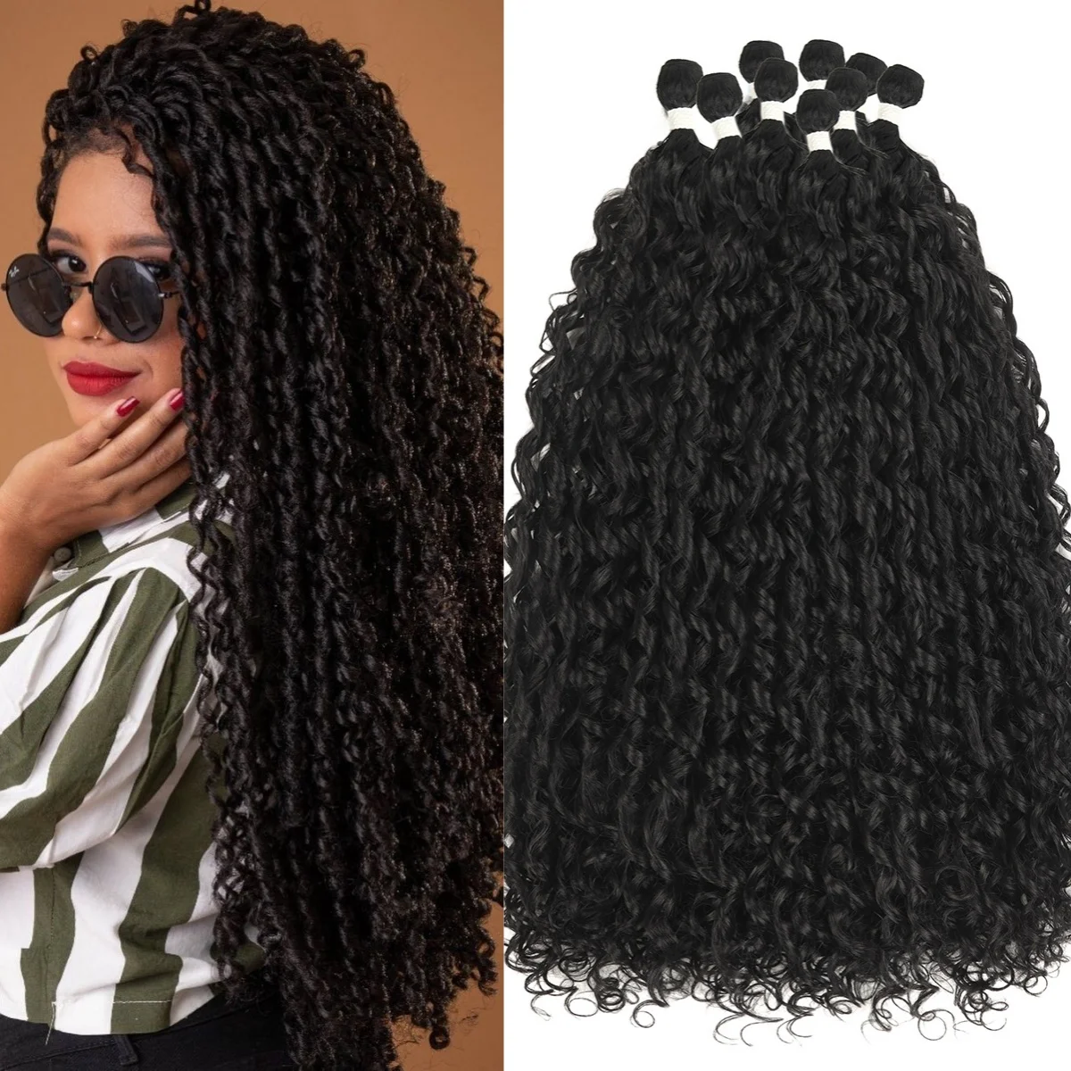 

Pixie Curls Silk Synthetic Kinky Curly Long Loose Jerry Weave Hair Extensions High Quality Hair Bundles for Weaving