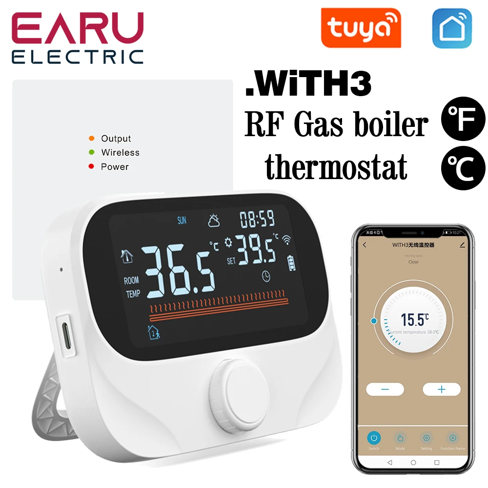 Tuya WiFi Smart Home Wireless Thermostat RF Battery Gas Boiler Water Heating Digital Temperature Controller Alexa Google Home