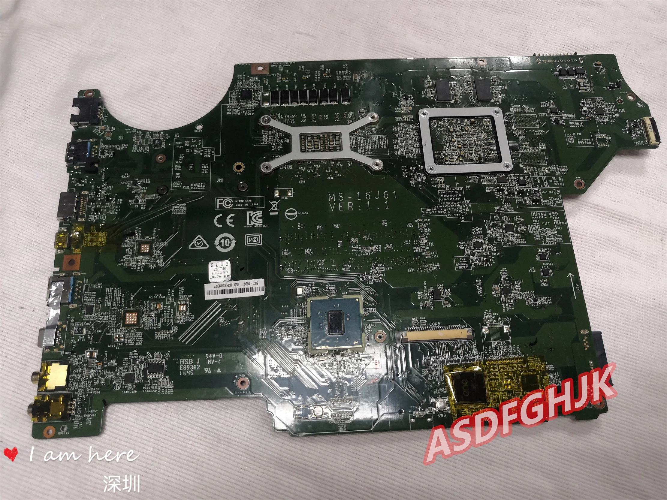 Ms-16j61 For MSI gl72 GL62 6QD-251XCN ms-1796 Ms-16j6  I5-6300hq and GeForce 940mx Motherboard  Fully Tested