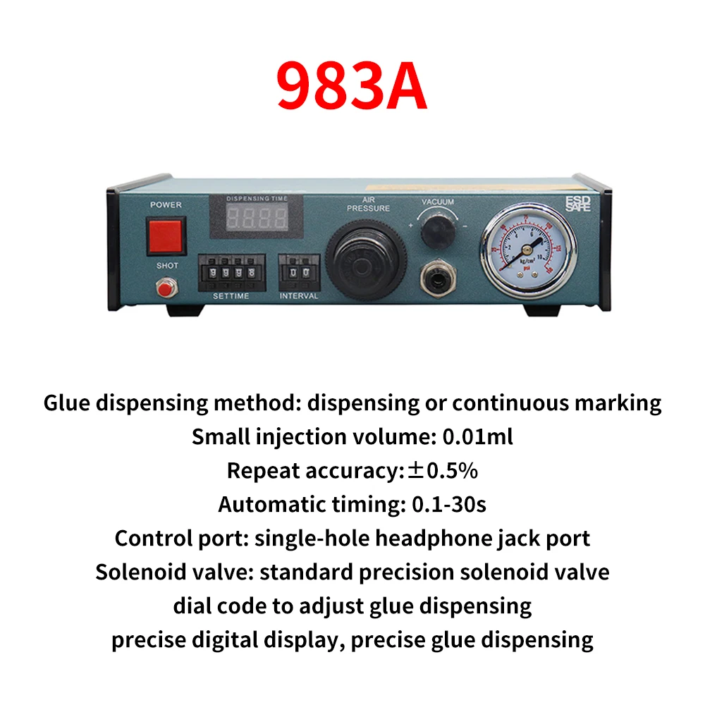 Imagem -04 - Dispensador de Cola Automática com Pedal Manual Controlador Dispensador Pneumático Flux Solda Colar Líquido 983a