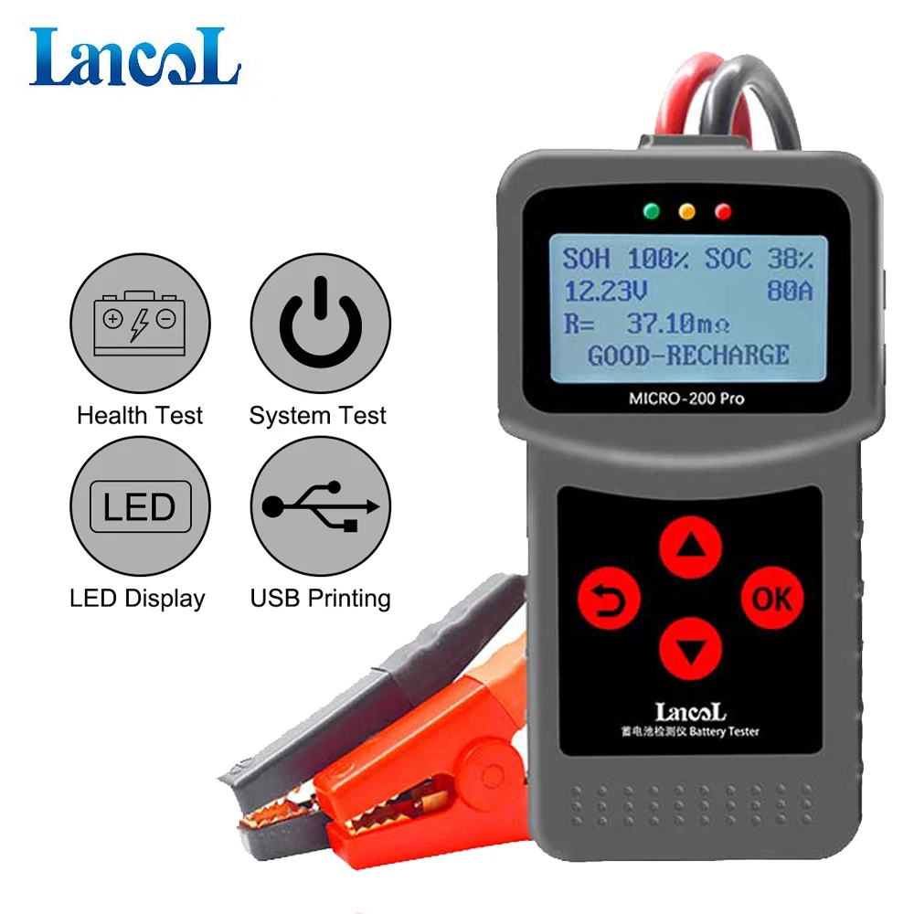 

Lancol Micro200 Pro Car Motorcycle Battery Tester 12V 40-2000CC Charging Test Analyzer Diagnostic Tool Auto Battery Tester Tools