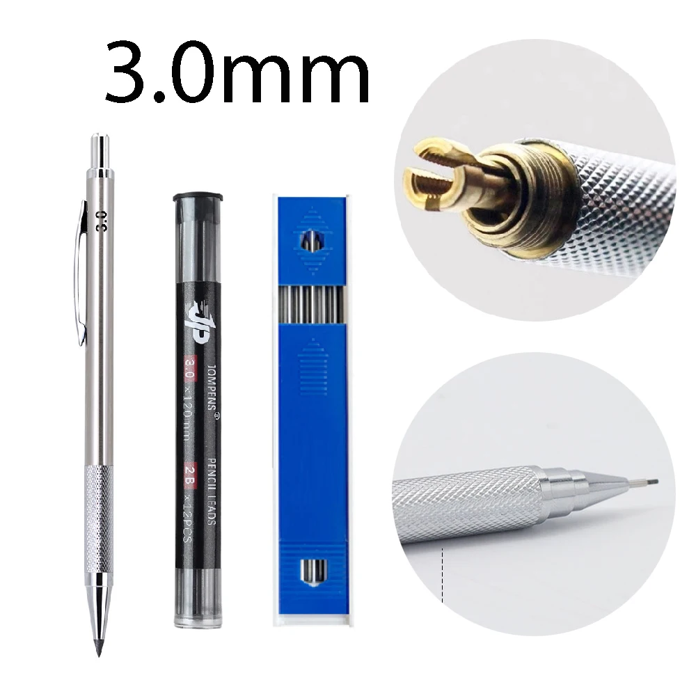 

3pcs/set 3.0mm Metal automatic pencil, is not easily broken, smooth writing, suitable for office supplies such as writing