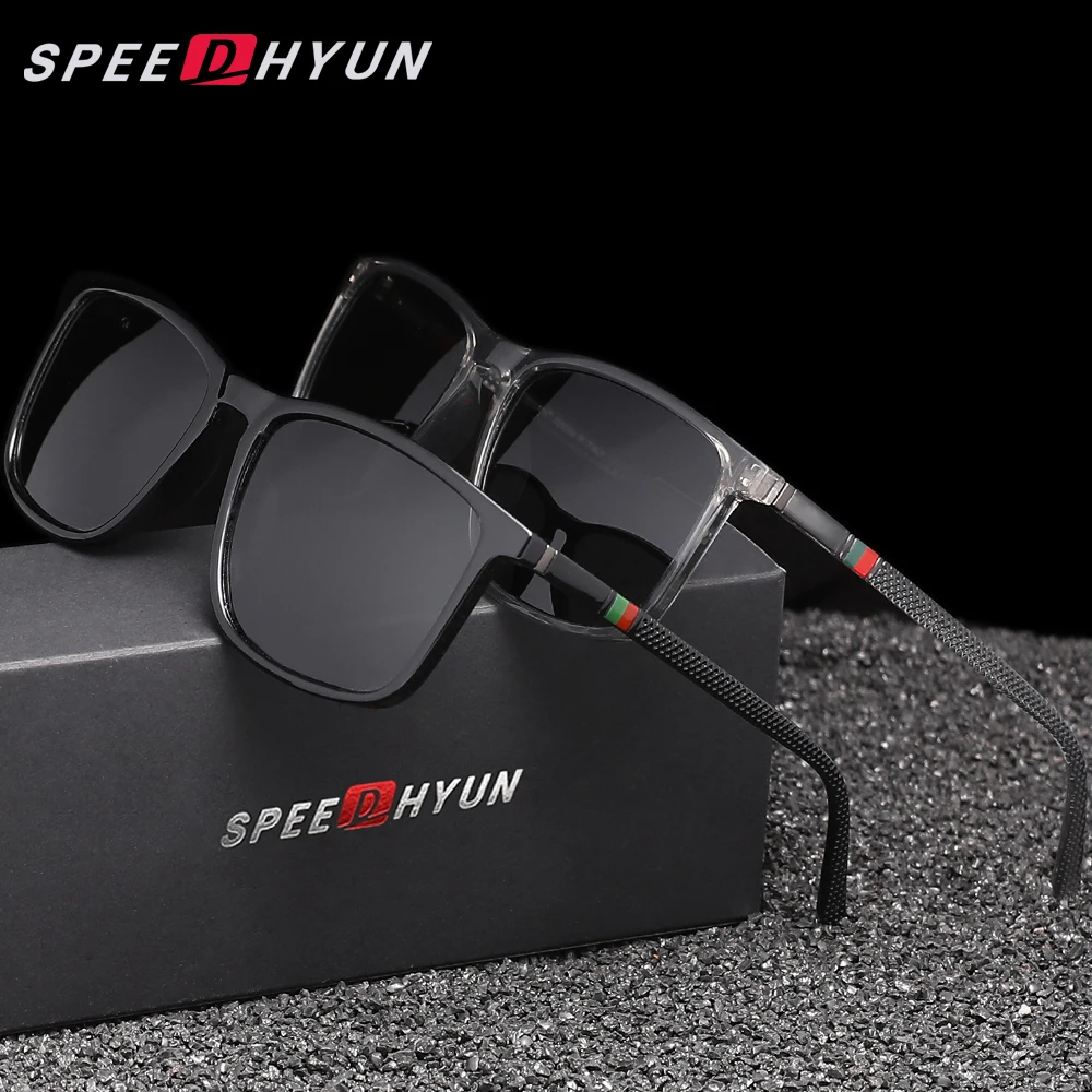 2PACK SPEEDHYUN Causal Men/Women Sunglasses Retro Polarize UV400 Rectangle Sunscreen Glasses Ultralight Driving Outdoor Eyewear