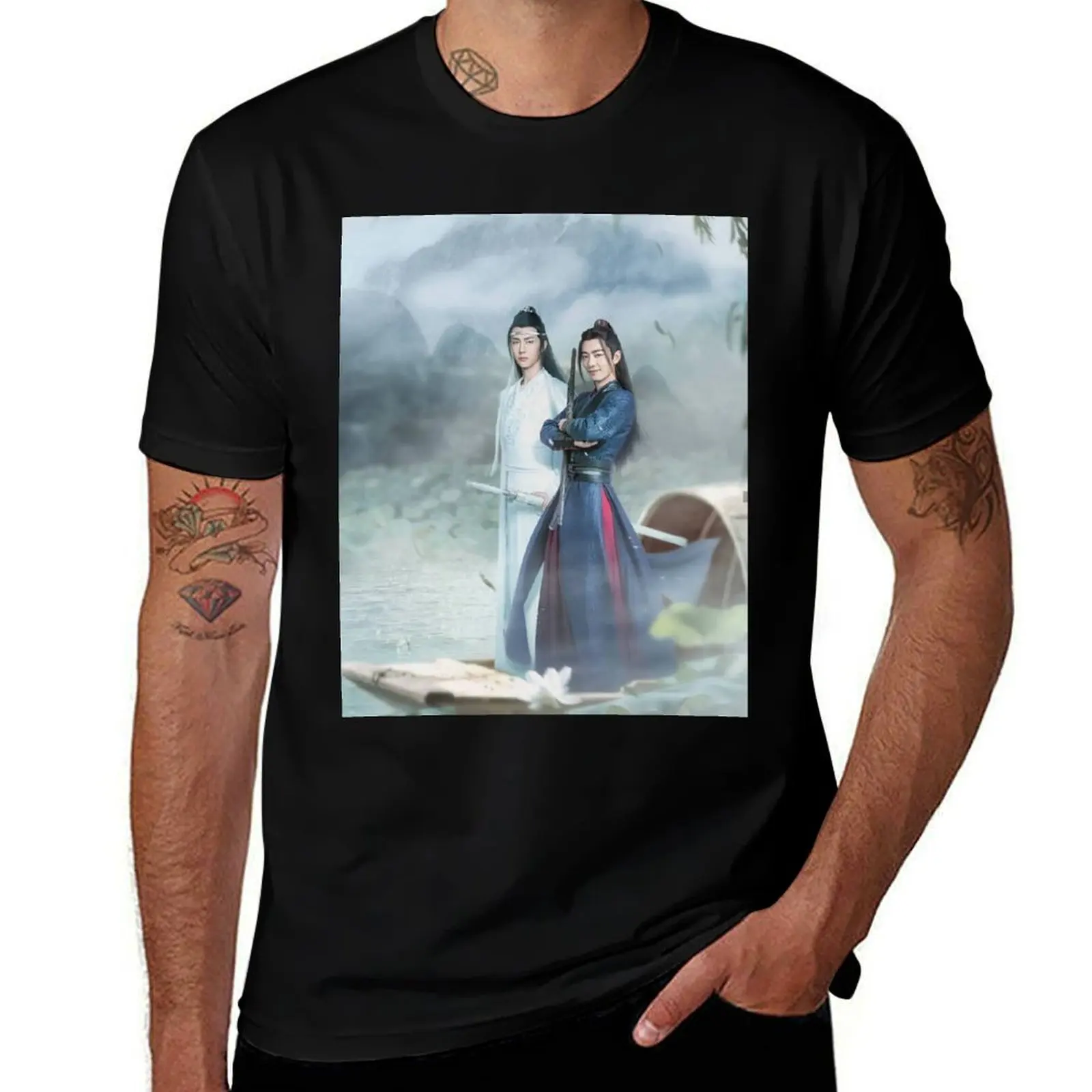 رجل مطبوع القطن لرجل الطباعة للقميص الفن تي شيرت الجامح القمصان تي شيرت t 100% t #1