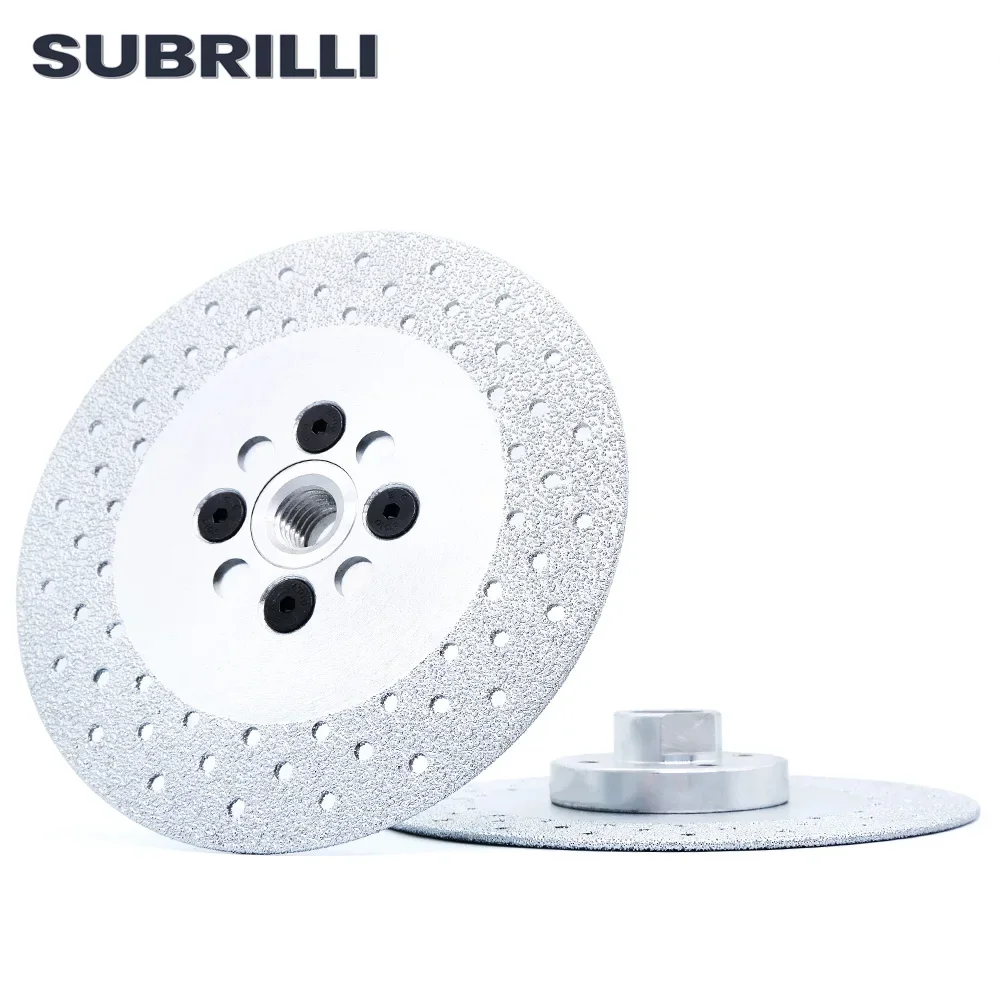 SUBRILLI Diamond Cup Wheel 125mm Vacuum Brazed Cutting Grinding Saw Blade 2pcs Disc With Flange Stone Granite Concrete