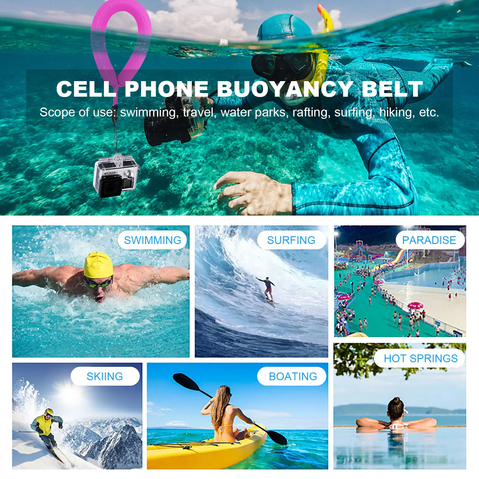 Ajustable Floating Strap Waterproof Camera Cell Phone Float Underwater Wrist Strap For GoPro Accessories Nikon Canon Fujifilm