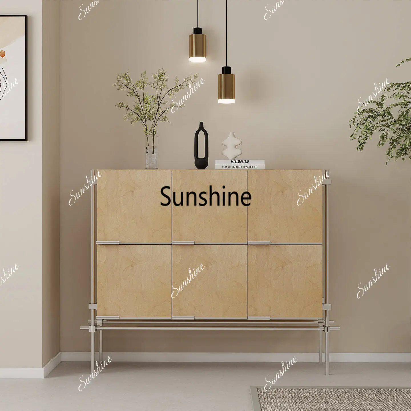 

Wall integrated locker, living room side cabinet storage locker