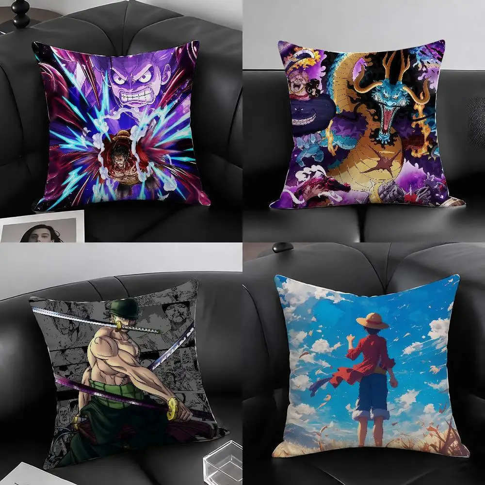 One Piece Heart Pirates Anime Plush Pillow Cover Soft Short Plush Cushion Cover For Sofa Bedroom Home Decor Gift Decoration